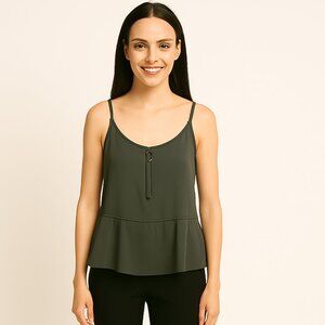 Khaki peplum spaghetti strap tank top